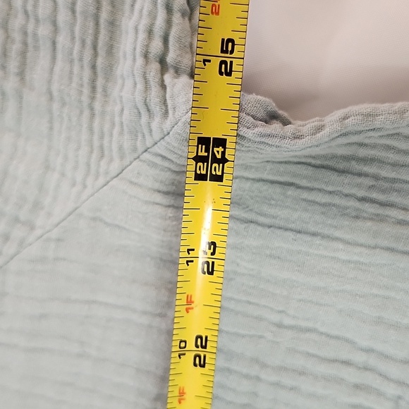 DIP Women's Soft Textured Fabric Lt. Blue Button Down Long Sleeve Oversized Top - Picture 6 of 9